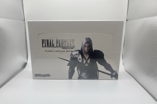 Final Fantasy trading card game box with character illustration on a white background