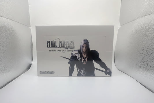 Final Fantasy trading card game box with character illustration on a white background