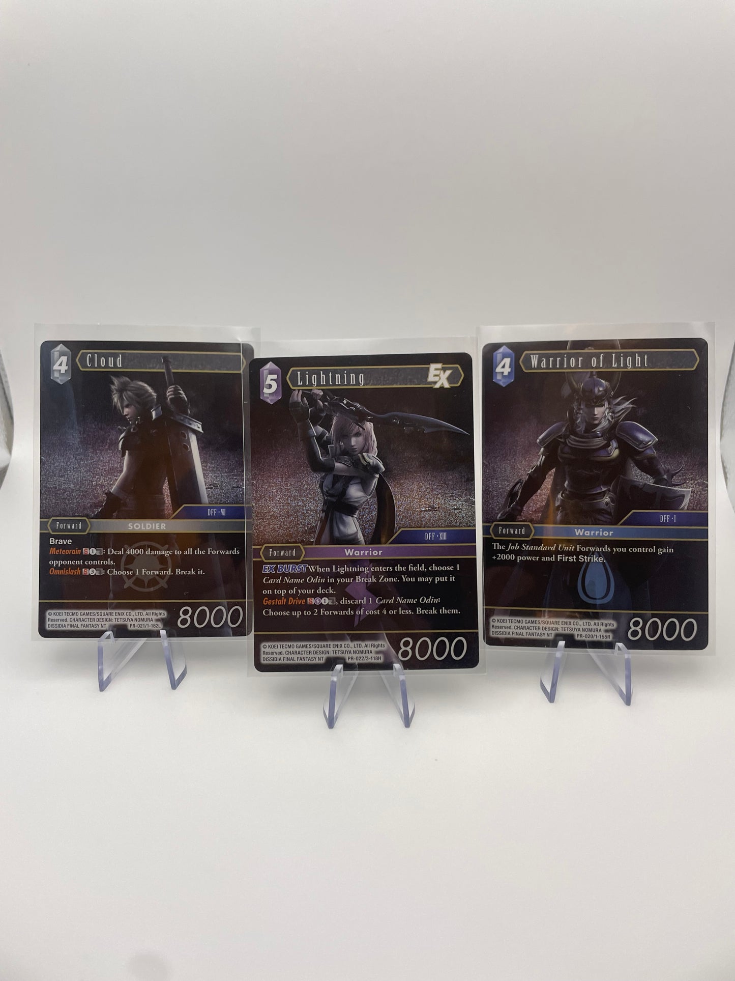 Final Fantasy Trading Cards Must Have Trio - Cloud, Lightning, Warrior of Light - Front
