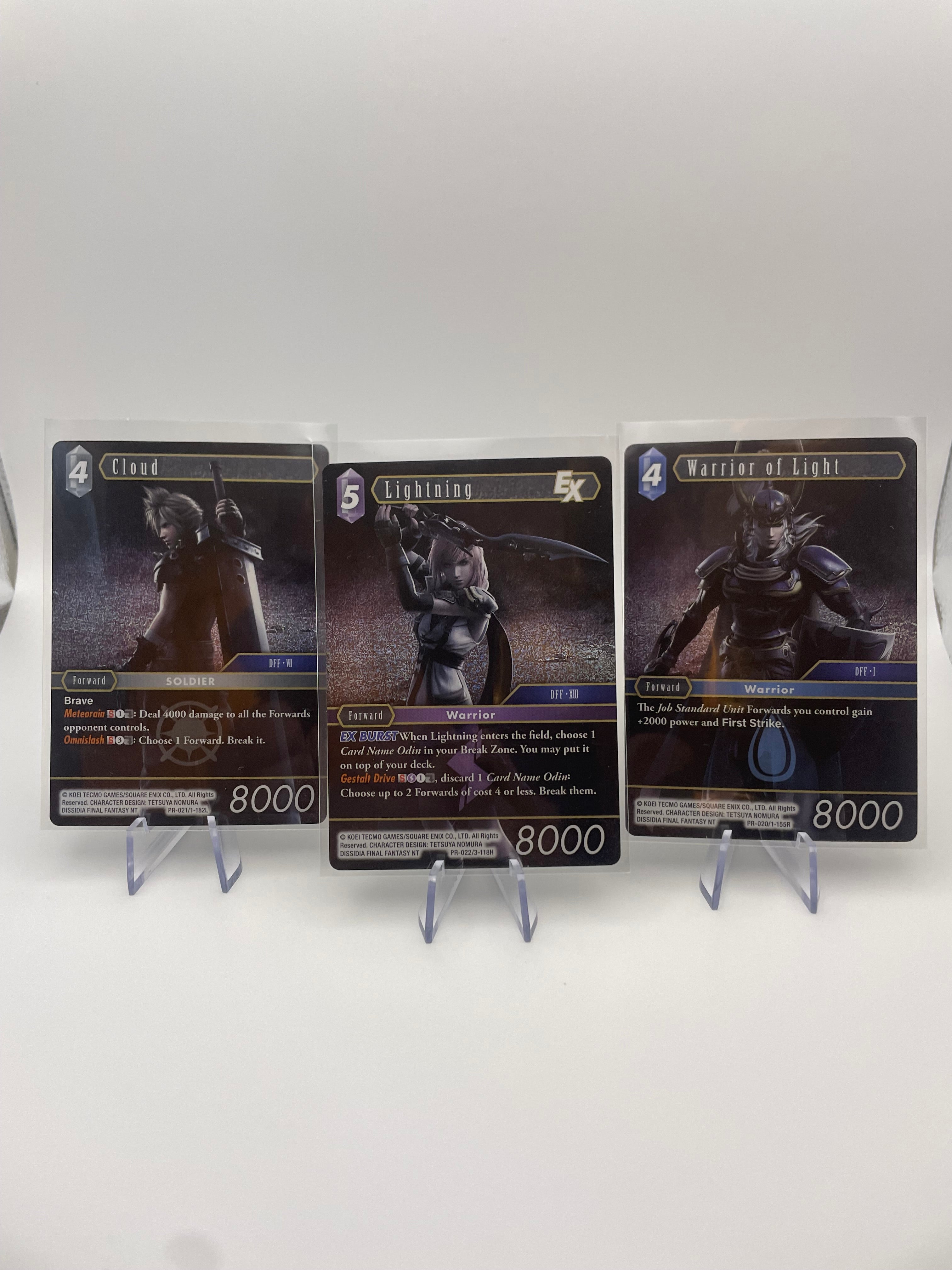 Final Fantasy Trading Cards Must Have Trio - Cloud, Lightning, Warrior of Light - Front