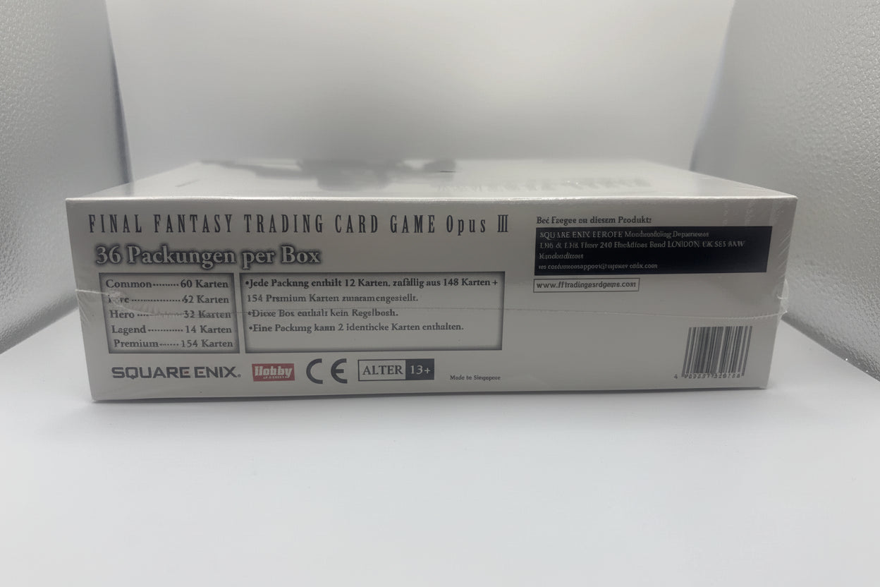 Box of Final Fantasy Trading Card Game Opus III on a white background