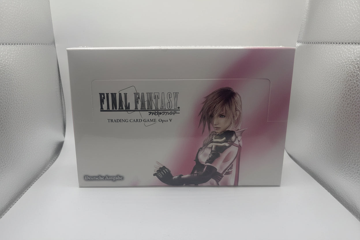 Final Fantasy trading card game box with character illustration on a white background